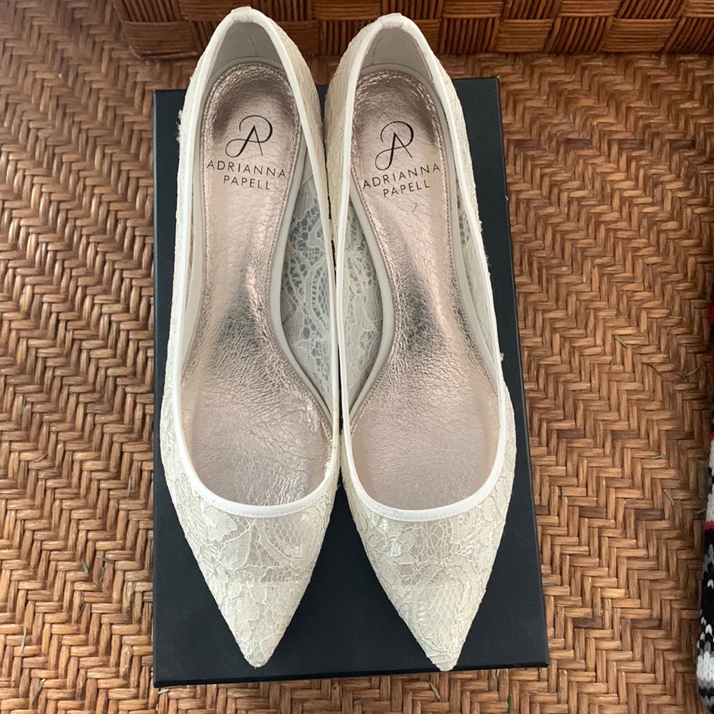 Anthropologie BHLDN Adrianna Papell Ivory Lace Heels